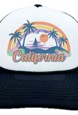 Hey Mountains California Trucker Palm Tree Blue