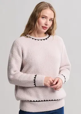 Barefoot Dreams CC Ribbed Sweater w/ Blanket Stitch