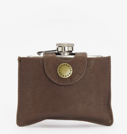 Barbour 4oz Hinged Hip Flask Brown