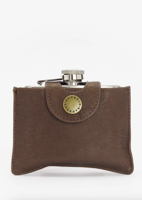 Barbour 4oz Hinged Hip Flask Brown