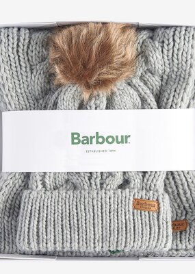 Barbour Penshaw Beanie and Scarf Gift Set Grey