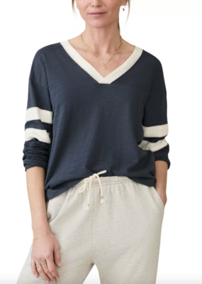 Faherty Sunwashed Slub Varsity V Neck