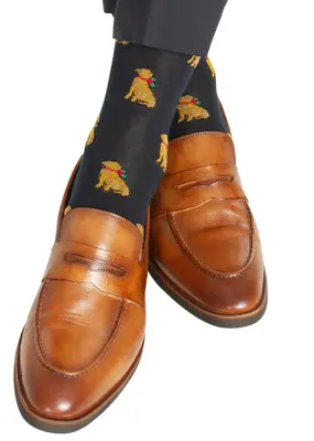 Dapper Classics Navy w/ Holiday Dog Socks