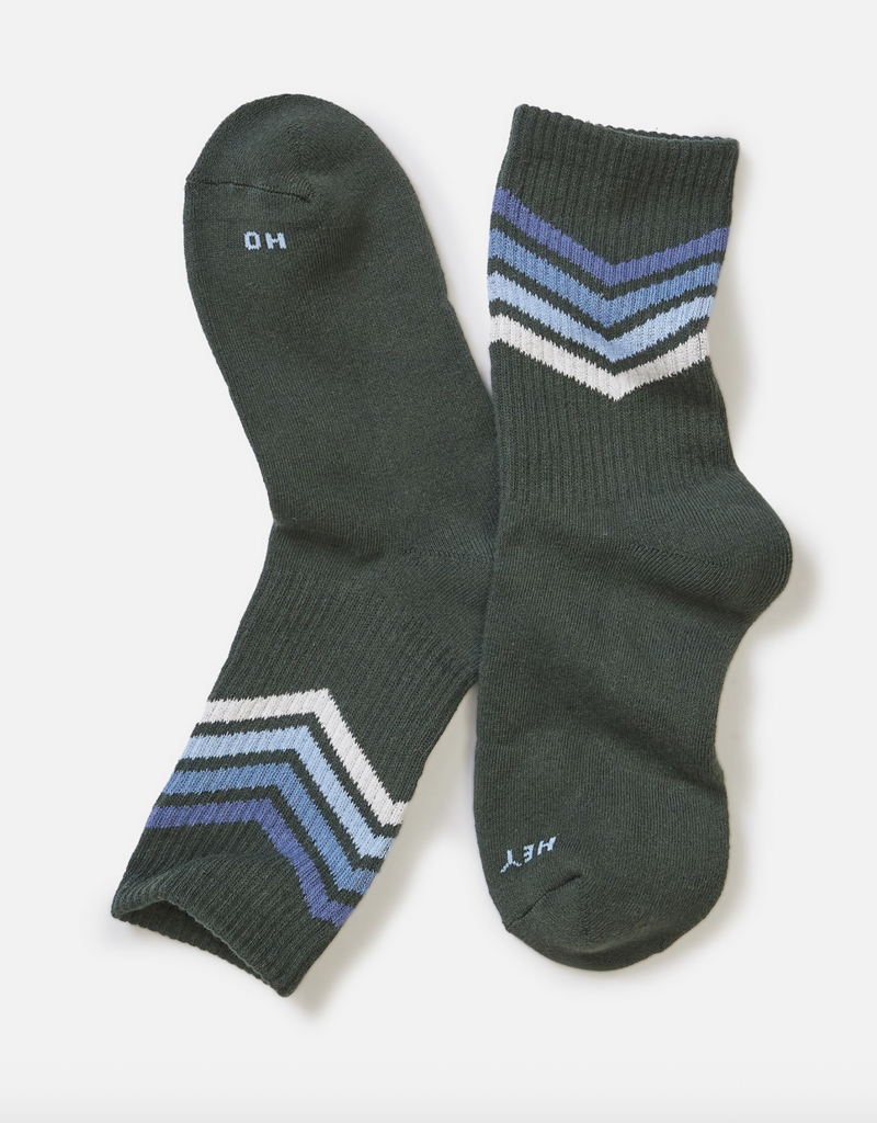 Marine Layer Green Cool Chevron Stripe Sock One Size