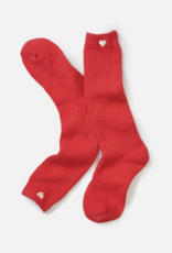 Marine Layer Slouchy Boot Sock Red w/ Heart One Size