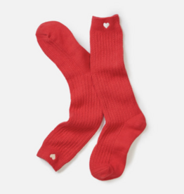 Marine Layer Slouchy Boot Sock Red w/ Heart One Size