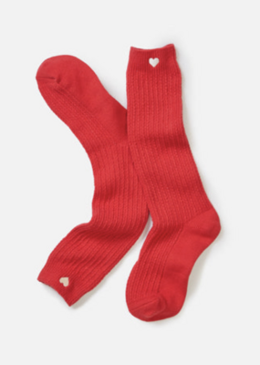 Marine Layer Slouchy Boot Sock Red w/ Heart One Size