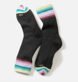 Marine Layer Boot Sock Cool Stripe Black One Size