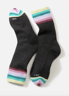 Marine Layer Boot Sock Cool Stripe Black One Size