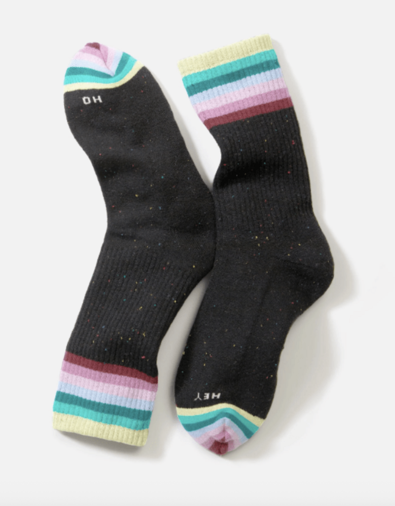 Marine Layer Boot Sock Cool Stripe Black One Size