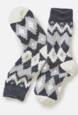 Marine Layer Fuzzy Sock Multi Charcoal Fair Isle One Size