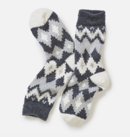 Marine Layer Fuzzy Sock Multi Charcoal Fair Isle One Size