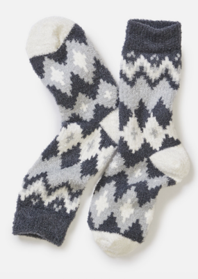 Marine Layer Fuzzy Sock Multi Charcoal Fair Isle One Size