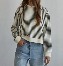 By Together Knit Cotton Striped Crew Neck LS