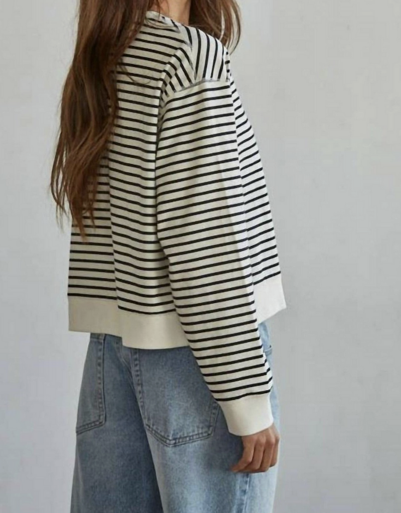 By Together Knit Cotton Striped Crew Neck LS