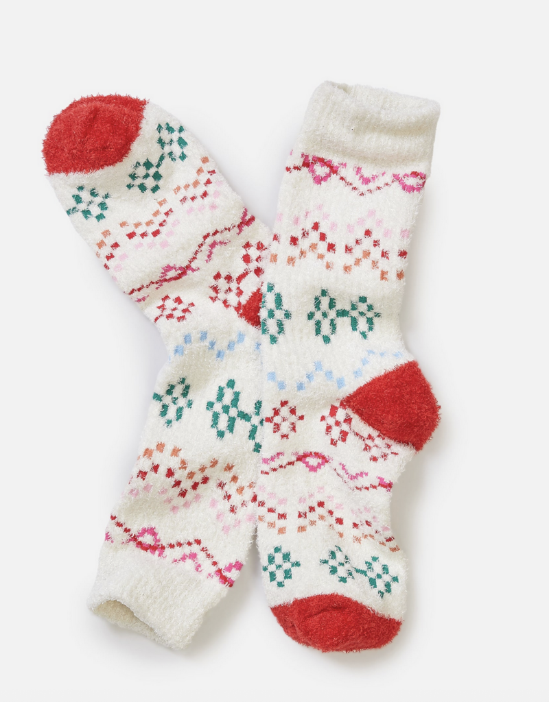 Marine Layer Fuzzy Sock Multi Fair Isle One Size