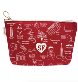 Maptote San Francisco Red Zipped Pouch
