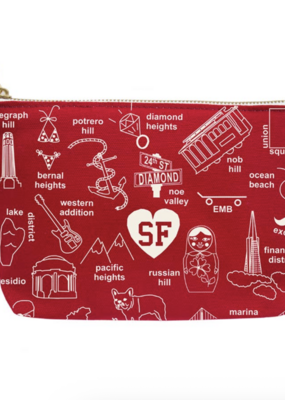 Maptote San Francisco Red Zipped Pouch