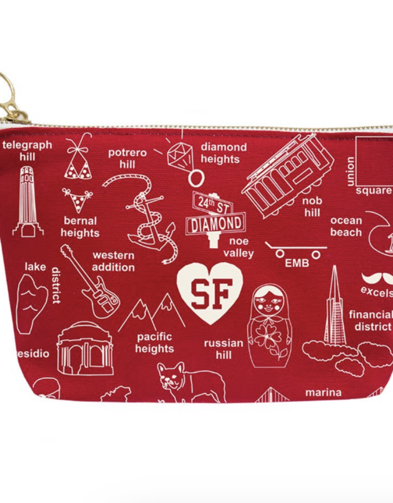 Maptote San Francisco Red Zipped Pouch