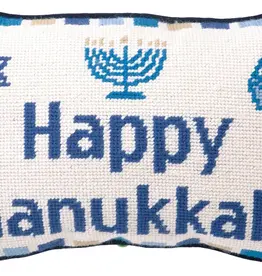 Peking Handicraft Happy Hanukkah Needlepoint Pillow