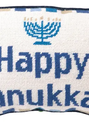 Peking Handicraft Happy Hanukkah Needlepoint Pillow