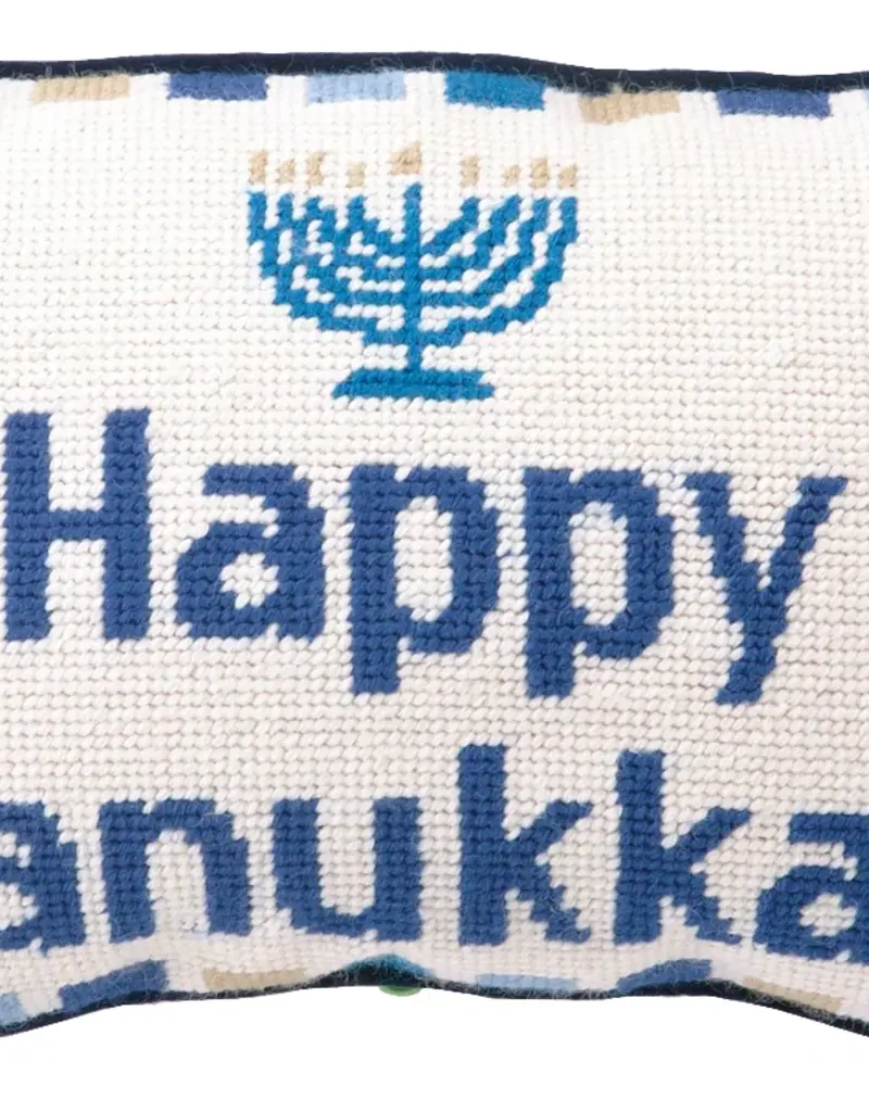 Peking Handicraft Happy Hanukkah Needlepoint Pillow