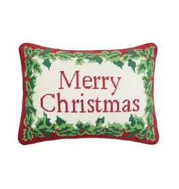 Peking Handicraft Merry Christmas Embroidered Pillow
