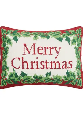 Peking Handicraft Merry Christmas Embroidered Pillow