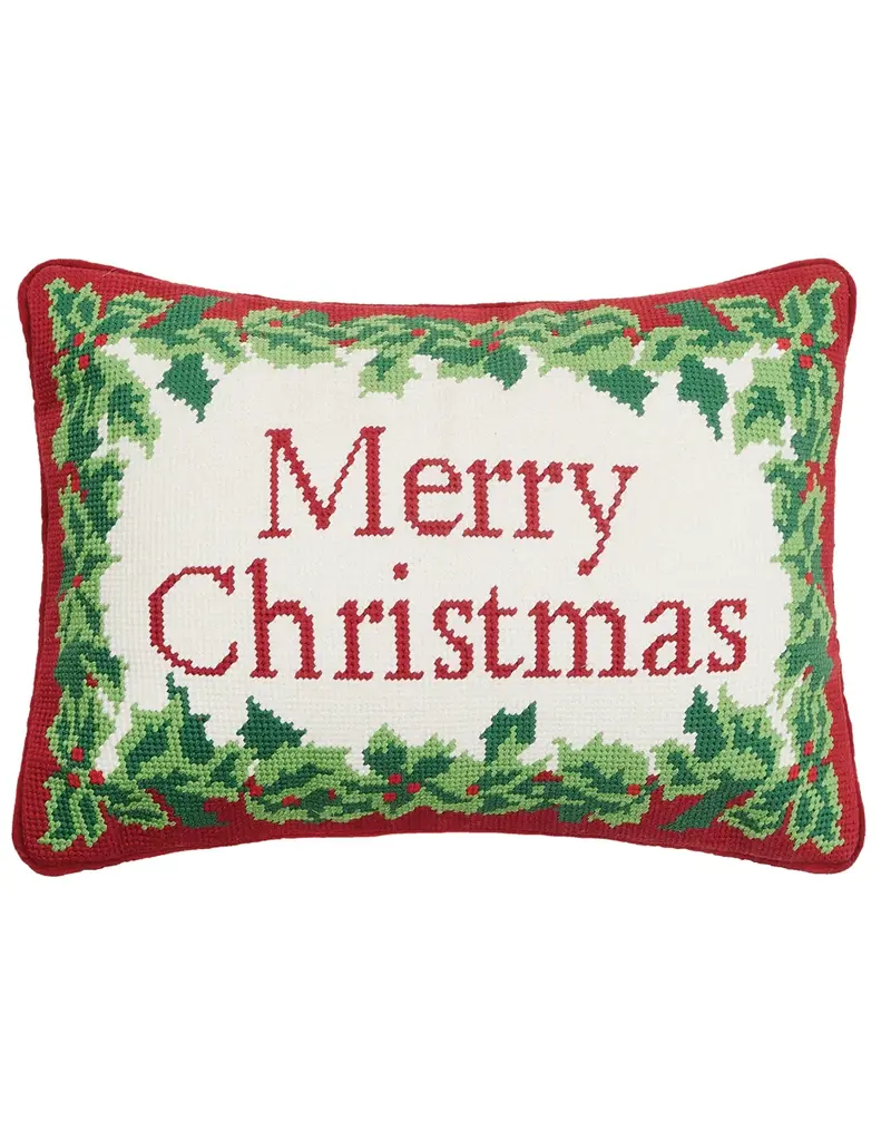 Peking Handicraft Merry Christmas Embroidered Pillow