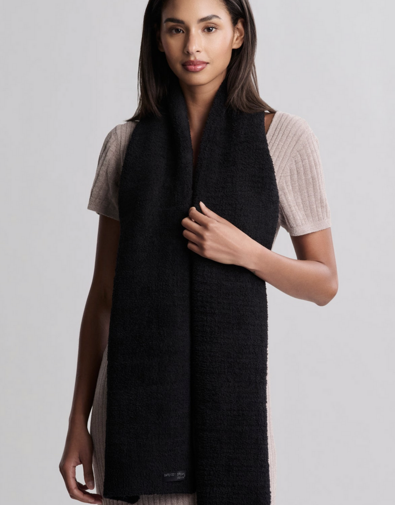 Barefoot Dreams CozyChic Grid Scarf Black