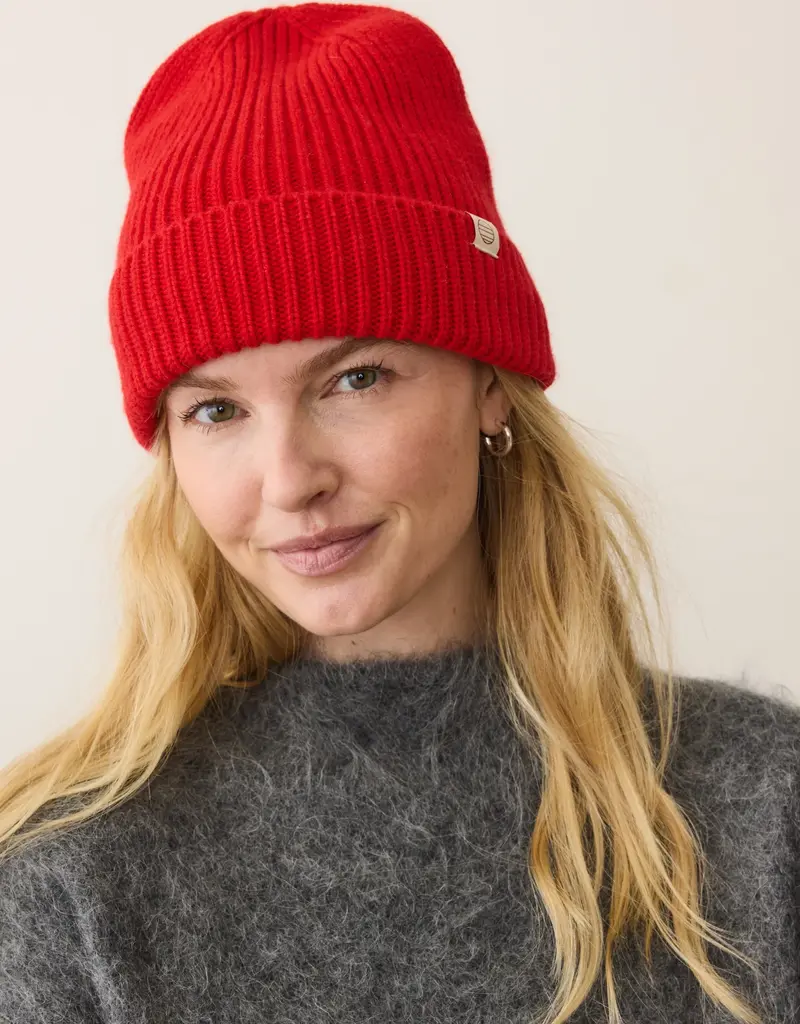 Marine Layer Solid Beanie Cherry Red