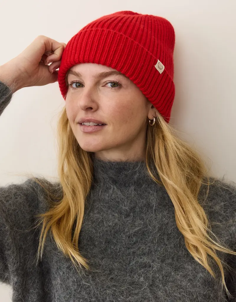 Marine Layer Solid Beanie Cherry Red
