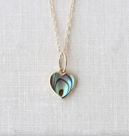 Kris Nations Abalone Heart Charm Necklace 18K Gold Vermeil