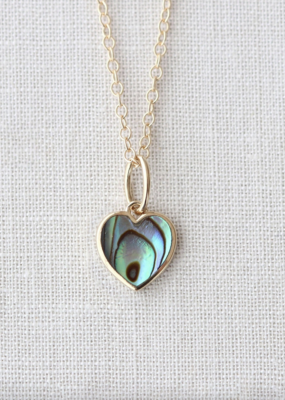 Kris Nations Abalone Heart Charm Necklace 18K Gold Vermeil