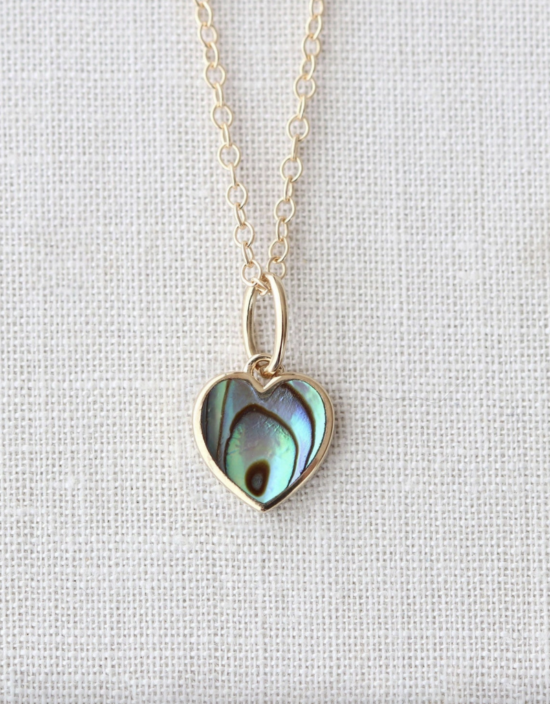 Kris Nations Abalone Heart Charm Necklace 18K Gold Vermeil