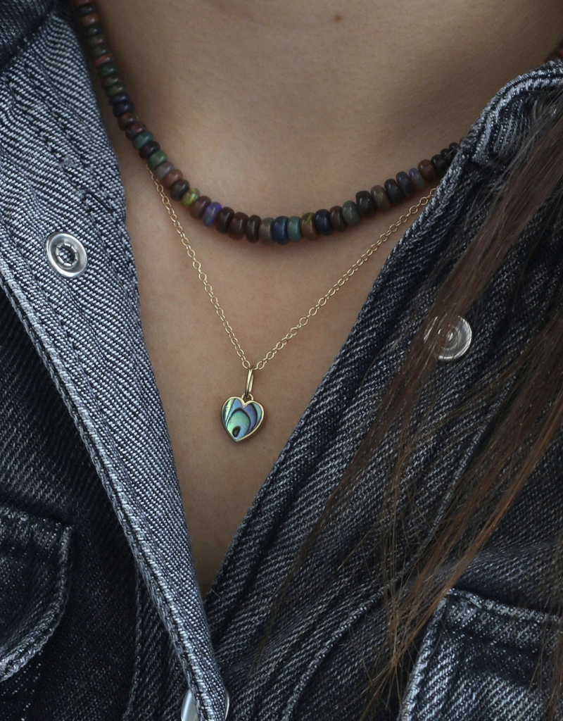 Kris Nations Abalone Heart Charm Necklace 18K Gold Vermeil