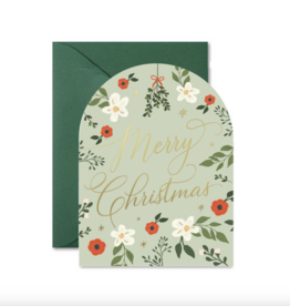 Ginger P. Designs Mint Green Christmas Floral Arch Card