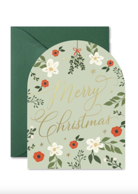 Ginger P. Designs Mint Green Christmas Floral Arch Card