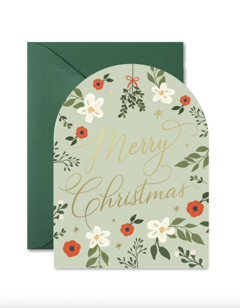 Ginger P. Designs Mint Green Christmas Floral Arch Card