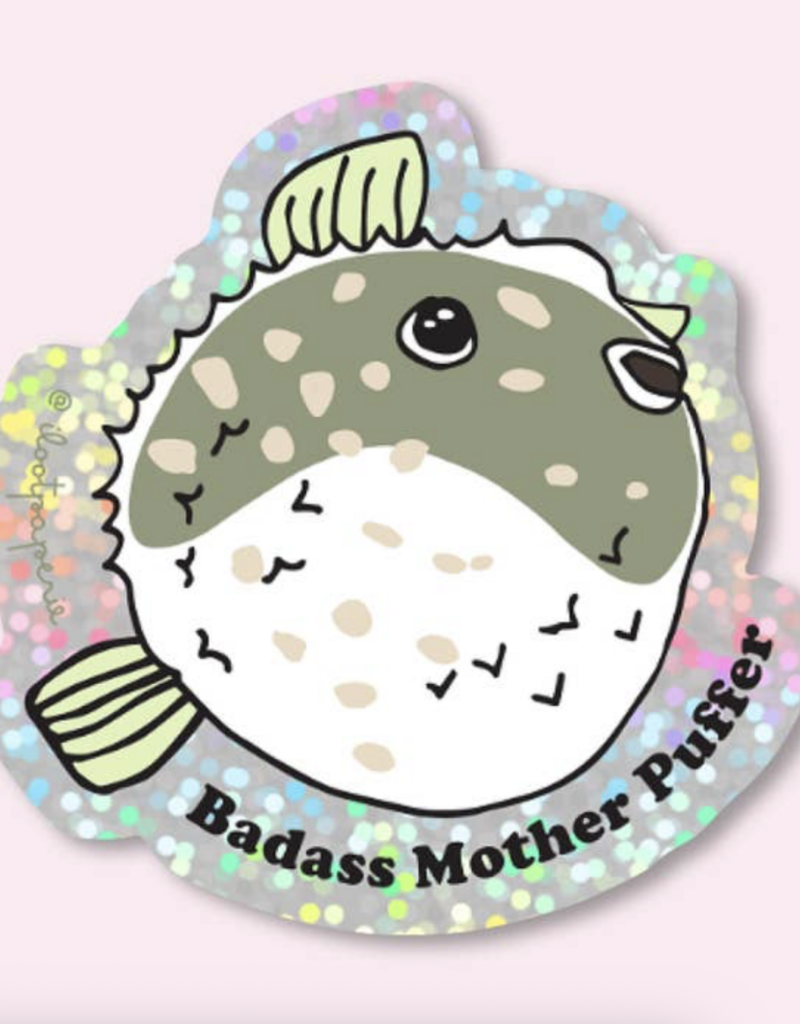 ILOOTPAPERIE Glitter Badass Mother Puffer Fish Sticker