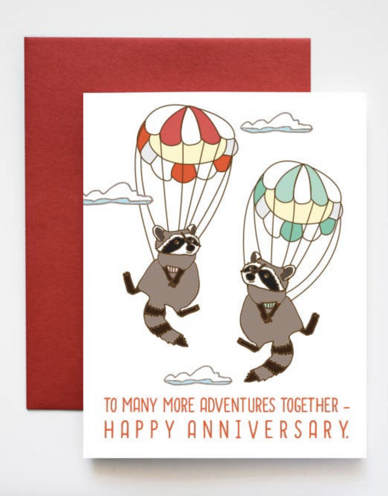 ILOOTPAPERIE Sky Diving Racoons Happy Anniversary
