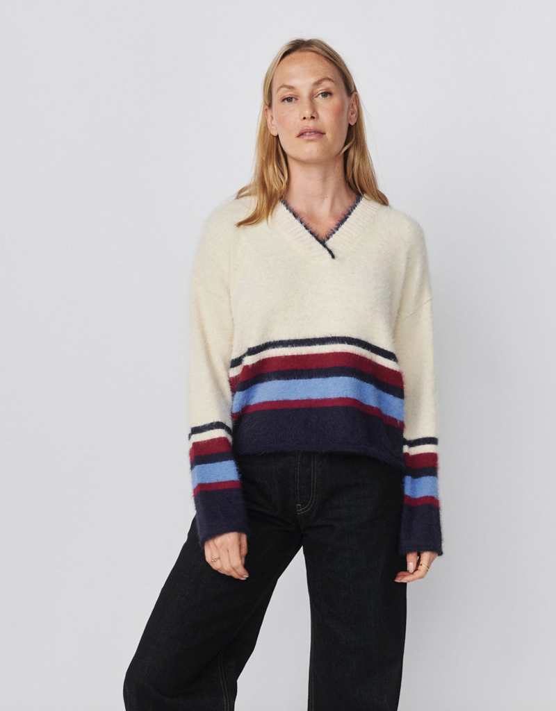Sundry Clothing V-Neck Sweater w/ Stripe Details