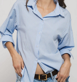Urban Daizy Striped Twill Tape Detail Button Shirt