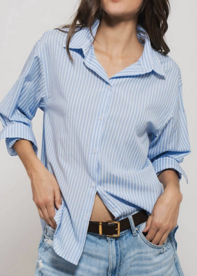 Urban Daizy Striped Twill Tape Detail Button Shirt