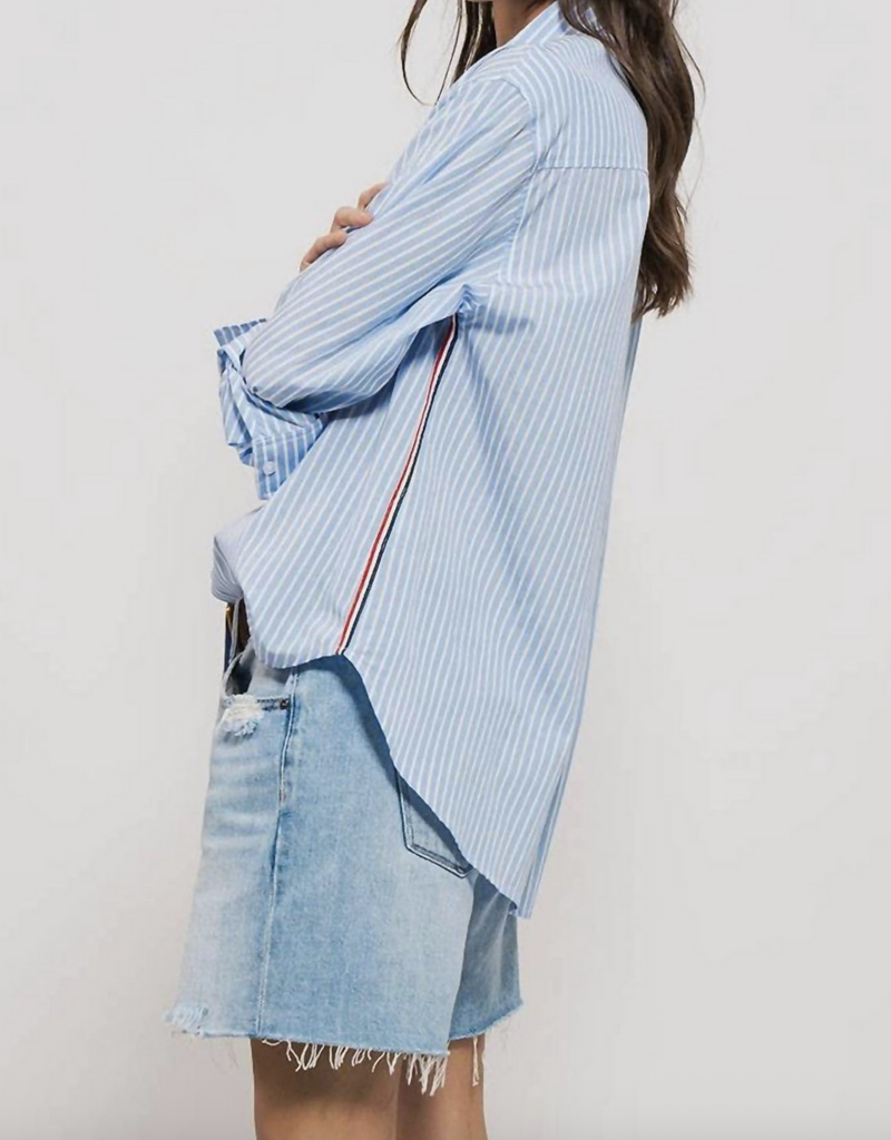 Urban Daizy Striped Twill Tape Detail Button Shirt