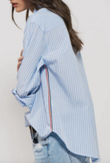 Urban Daizy Striped Twill Tape Detail Button Shirt