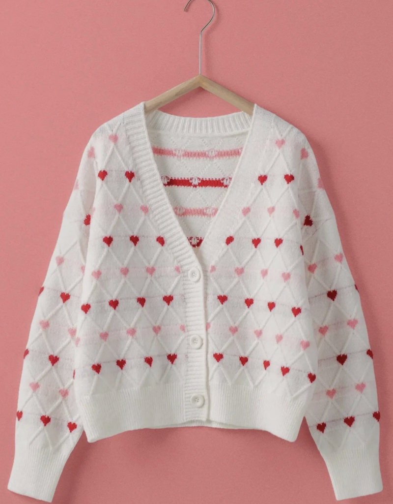 Urban Daizy Heart Argyle Knit Cardigan