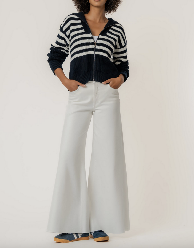 Kut from the Kloth Noelle Stripe Full Zip Front Sweater