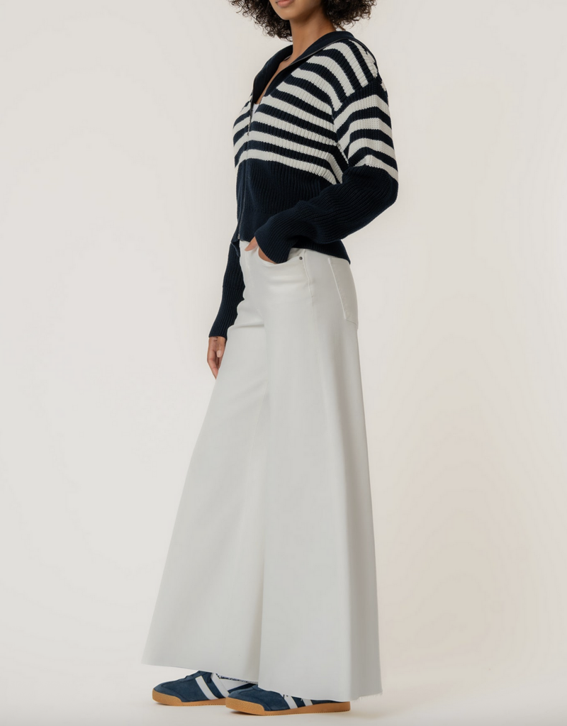 Kut from the Kloth Noelle Stripe Full Zip Front Sweater