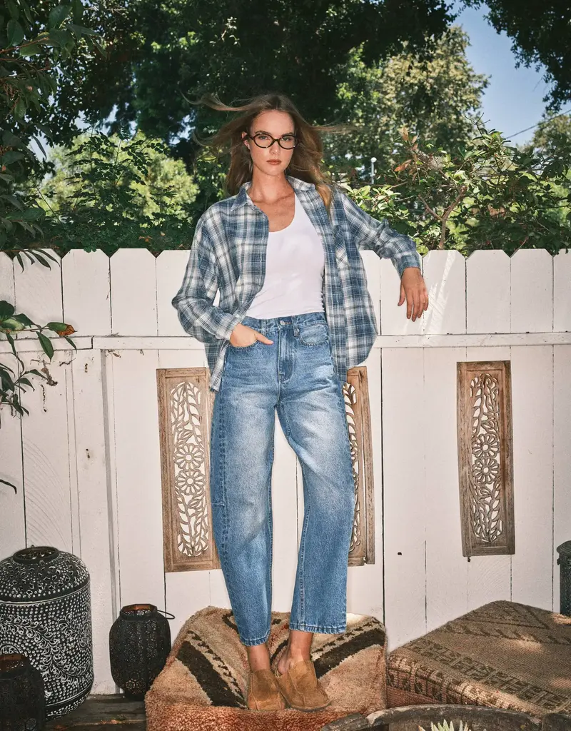 Aaron & Amber Super Soft Washed Cotton Plaid Shirt